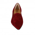Woman's slipper shoe in red embroidered velvet heel 3 - Available sizes:  33, 44, 45, 46