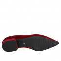 Woman's slipper shoe in red embroidered velvet heel 3 - Available sizes:  33, 44, 45, 46