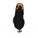 Stivaletto a punta da donna con cerniera in camoscio e pelle nera tacco 3 - Misure disponibili: 33