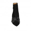 Botines a punta para mujer con cremallera en gamuza y piel negra tacon 3 - Tallas disponibles:  33