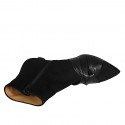 Botines a punta para mujer con cremallera en gamuza y piel negra tacon 3 - Tallas disponibles:  33