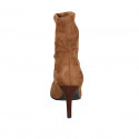 Woman's pointy ankle boot in tan brown elastic suede heel 8 - Available sizes:  42