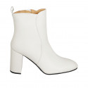 Woman's ankle boot with zipper in white leather heel 8 - Available sizes:  43