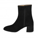 Bottines pour femmes avec fermeture éclair et bour droit en daim noir talon 5 - Pointures disponibles:  32