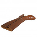 Woman's boot with buckle and zipper in tan brown leather heel 8 - Available sizes:  32