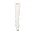 Woman's boot with buckle and zipper in white leather heel 8 - Available sizes:  42