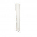 Woman's boot with buckle and zipper in white leather heel 8 - Available sizes:  42