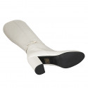 Woman's boot with buckle and zipper in white leather heel 8 - Available sizes:  42