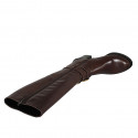 Woman's boot with zipper and buckles in brown leather heel 7 - Available sizes:  32, 42, 43