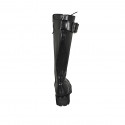 Woman's laced boot with zipper and buckle in black leather heel 4 - Available sizes:  42