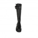 Woman's laced boot with zipper and buckle in black leather heel 4 - Available sizes:  42