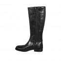 Woman's boot with zipper and wingtip decoration in black leather heel 3 - Available sizes:  34, 43