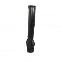 Woman's boot with zipper and wingtip decoration in black leather heel 3 - Available sizes:  34, 43