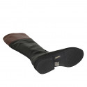 Woman's boot in black and tan brown leather with zipper heel 3 - Available sizes:  33, 42