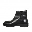 Botin para hombre con elastico y cremallera en piel negra - Tallas disponibles:  49