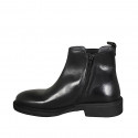 Men's ankle boot with elastic band and zipper in black leather - Available sizes:  38, 47, 49