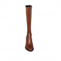 Bottes pour femmes en cuir brun clair avec fermeture éclair talon 7 - Pointures disponibles:  32, 43