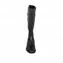 Woman's boot in black and tan brown leather with zipper and buckle heel 3 - Available sizes:  33, 43