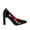 ﻿Zapato de salón puntiagudo en charol de color negro tacon 9 - Tallas disponibles:  42, 43