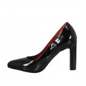 ﻿Zapato de salón puntiagudo en charol de color negro tacon 9 - Tallas disponibles:  42, 43