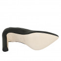 Woman's pointy pump in black leather with wide heel 9 - Available sizes:  32
