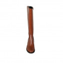 Woman's boot with zipper in tan brown leather heel 5 - Available sizes:  43, 45