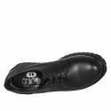 Zapato derby con cordones para mujer en piel negra tacon 4 - Tallas disponibles:  44