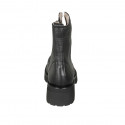 Woman's laced ankle boot with zipper and squared tip in black leather heel 4 - Available sizes:  32, 45