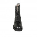 Woman's laced ankle boot with zipper, fur lining and squared tip in black leather heel 4 - Available sizes:  45