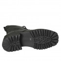 Woman's laced ankle boot with zipper and squared tip in black leather heel 4 - Available sizes:  32, 45