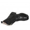 Woman's laced ankle boot with zipper, fur lining and squared tip in black leather heel 4 - Available sizes:  45