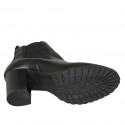 Ankle boot with elastic bands in black leather heel 7 - Available sizes:  45