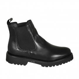 Bottines en cuir noir avec élastiques talon 3 - Pointures disponibles: 32
