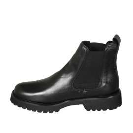 Bottines en cuir noir avec élastiques talon 3 - Pointures disponibles:  32 2