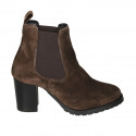 Woman's ankle boot with elastic bands in brown suede heel 7 - Available sizes:  42, 43
