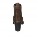 Botines para mujer con elasticos en gamuza marron tacon 7 - Tallas disponibles:  43