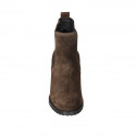 Botines para mujer con elasticos en gamuza marron tacon 7 - Tallas disponibles:  43