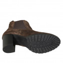 Botines para mujer con elasticos en gamuza marron tacon 7 - Tallas disponibles:  43
