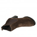 Botines para mujer con elasticos en gamuza marron tacon 7 - Tallas disponibles:  43