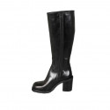 Woman's boot in black leather with squared tip and zipper heel 7 - Available sizes:  43