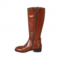 Stivale da donna con fibbie e cerniera in pelle color cuoio tacco 3 - Misure disponibili: 43