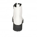 Woman's laced combat style ankle boot with zipper in white leather heel 4 - Available sizes:  45