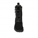 Woman's laced ankle boot with zippers and squared tip in black suede heel 4 - Available sizes:  32, 33