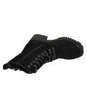 Bottines pour femmes à lacets avec fermetures éclair et bout carré en daim noir talon 4 - Pointures disponibles:  32, 33