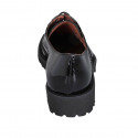 Woman's laced derby shoe with brogue pattern in black patent leather heel 3 - Available sizes:  42, 44, 45