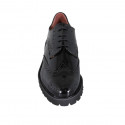 Chaussure derby à lacets pour femmes avec decoration Brogue en cuir verni noir talon 3 - Pointures disponibles:  44, 45
