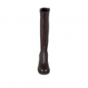 Woman's boot with elastic bands and squared tip in brown leather heel 8 - Available sizes:  42, 43