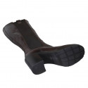 Woman's boot with elastic bands and squared tip in brown leather heel 8 - Available sizes:  42, 43