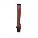 Woman's boot in tan brown leather with zipper and squared tip heel 8 - Available sizes:  32