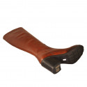 Woman's boot in tan brown leather with zipper and squared tip heel 8 - Available sizes:  32